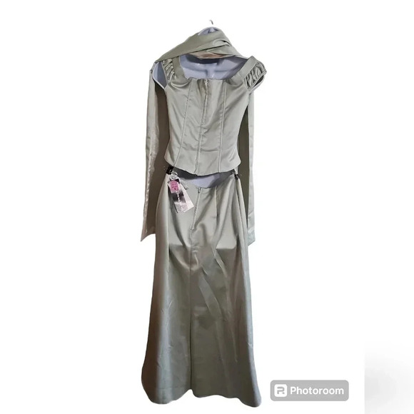 Betsy & Adam Jaslene MP Corset Gown Set Deadstock Mint Green Vintage Dress 90s - Picture 4 of 13